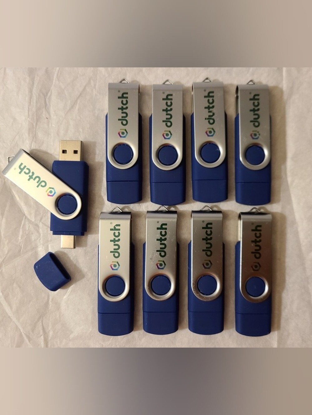 2GB - ONE Blue USB-A USB-C Flash Memory Thumb Drive Stick